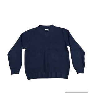 SATURDAYS NYC Navy Charles Textured Stitch Sweater